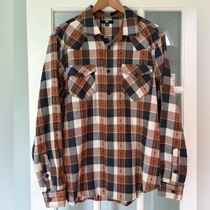 Frye Men's Jacquard Western Flannel Button Down Shirt size Medium 100% Cotton